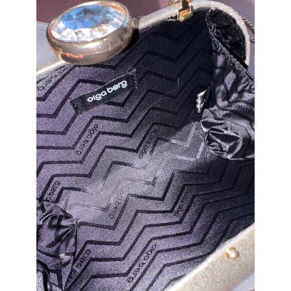 olga berg Marta Metallic Clutch in Gold Womens Purse Shoulder Handbag - Picture 10 of 11